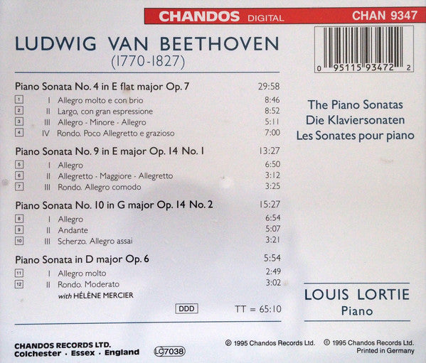 Ludwig van Beethoven - Louis Lortie : The Piano Sonatas Op. 6 . Op. 7 . Op. 14 Nos. 1 . 2 (CD, Album)