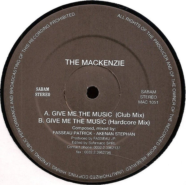 The Mackenzie : Give Me The Music (12")