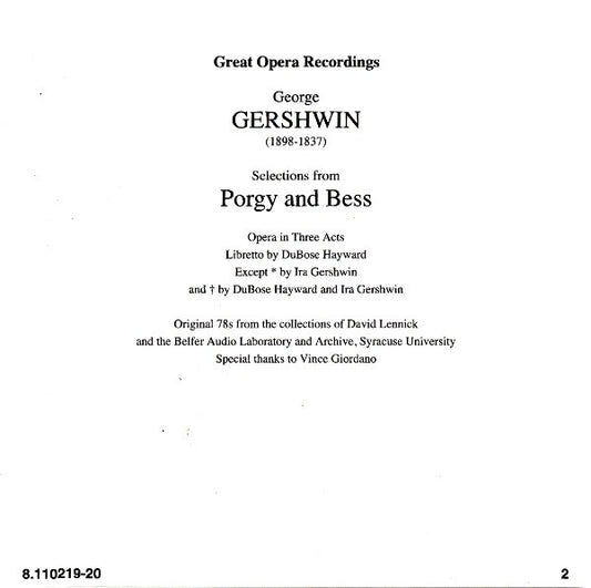 George Gershwin : Porgy And Bess (2xCD, Comp)