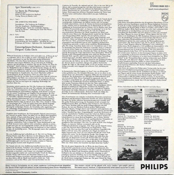 Igor Stravinsky - Concertgebouworkest, Sir Colin Davis : Le Sacre Du Printemps (LP)