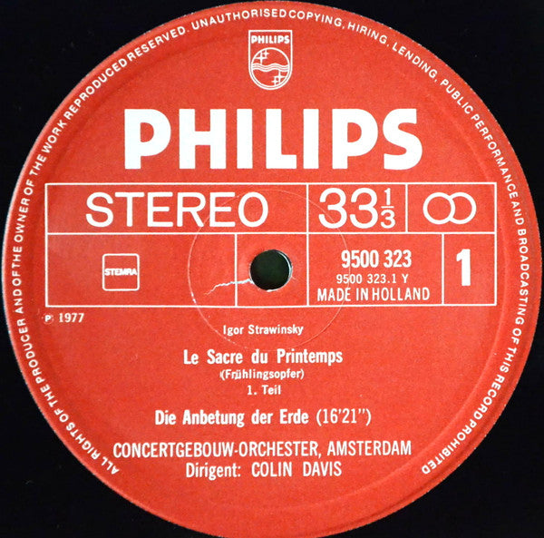 Igor Stravinsky - Concertgebouworkest, Sir Colin Davis : Le Sacre Du Printemps (LP)