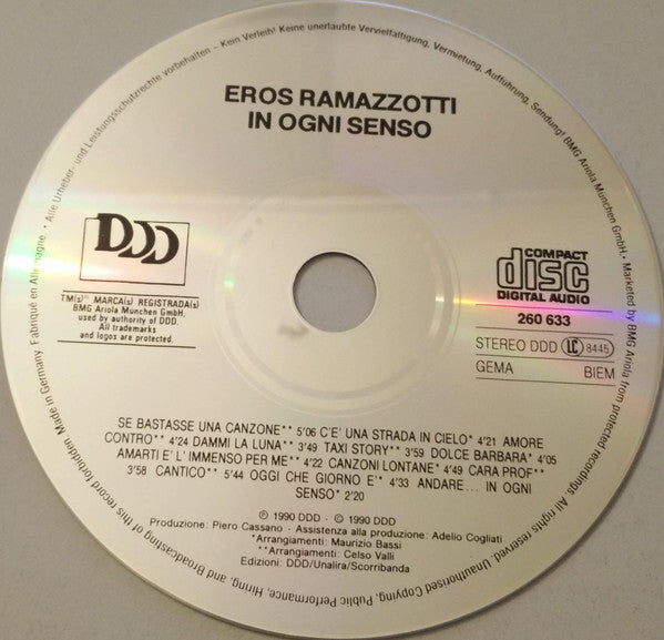 Eros Ramazzotti : In Ogni Senso (CD, Album)
