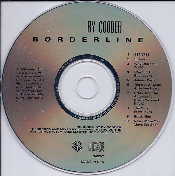 Ry Cooder : Borderline (CD, Album, RE)