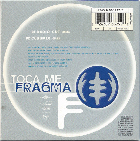 Fragma : Toca Me (CD, Single)