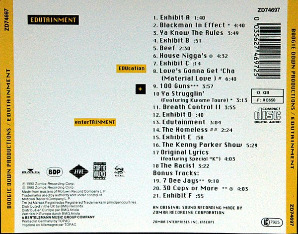 Boogie Down Productions : Edutainment (CD, Album)