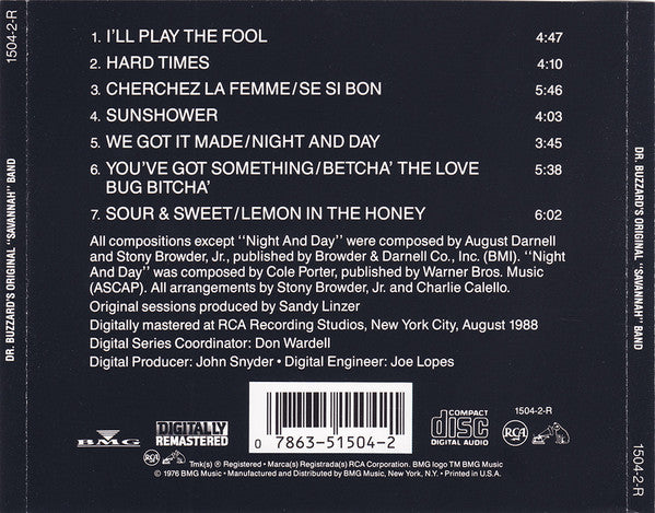 Dr. Buzzard's Original Savannah Band : Dr. Buzzard's Original "Savannah" Band (CD, Album, RM, RP)