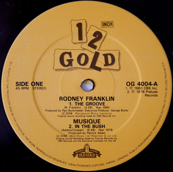 Rodney Franklin / Musique / Bobby Thurston / Frantique : The Groove / In The Bush / Check Out The Groove / Strut Your Funky Stuff (12")