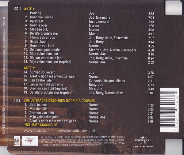 Various : Sunset Boulevard (Het Nederlandse Cast Album)  (2xCD, Album)