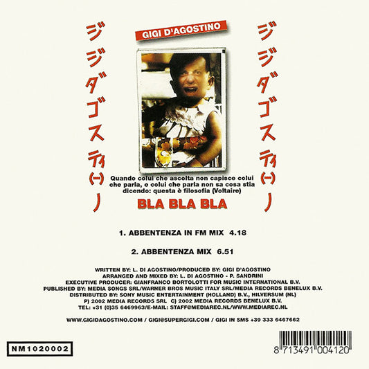 Gigi D'Agostino : Bla Bla Bla (CD, Single, Car)