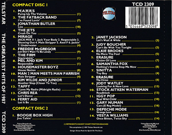Various : The Greatest Hits Of 1987 (2xCD, Comp)