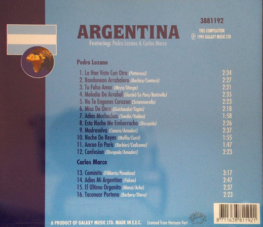 Pedro Lozano, Carlos Marco : Music Around The World: Argentina (CD, Album, Comp)