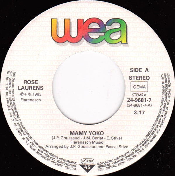 Rose Laurens : Mamy Yoko (7", Single)