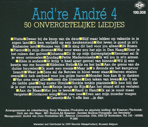 André van Duin : And're André 4 - 50 Onvergetelijke Liedjes (CD, Album, RP)