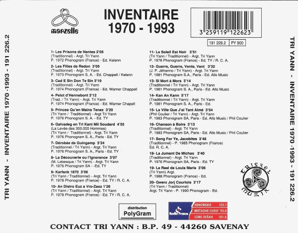 Tri Yann : Inventaire 1970 - 1993 (CD, Comp)