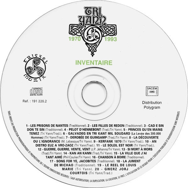 Tri Yann : Inventaire 1970 - 1993 (CD, Comp)