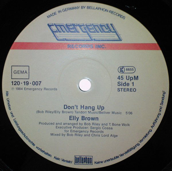 Elly Brown : Don't Hang Up (12", Maxi)