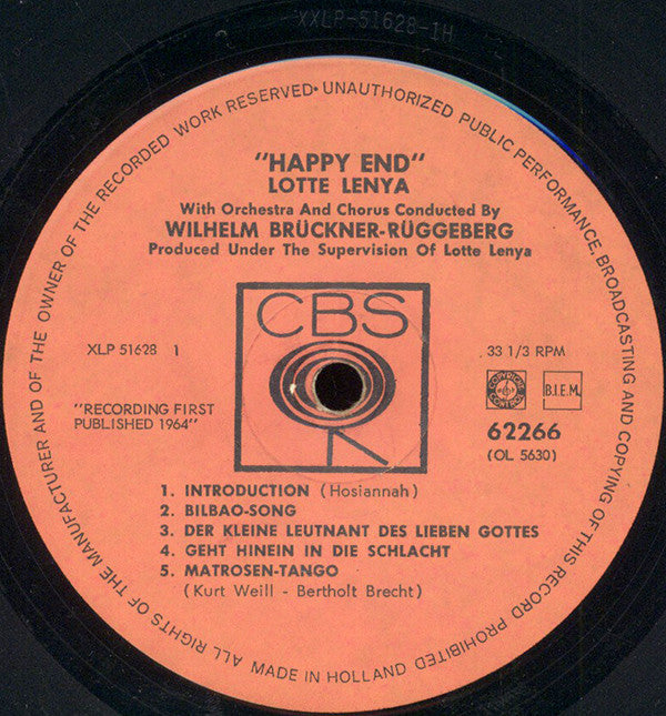 Lotte Lenya , Musik: Kurt Weill , Text: Bertolt Brecht : Happy End (LP)