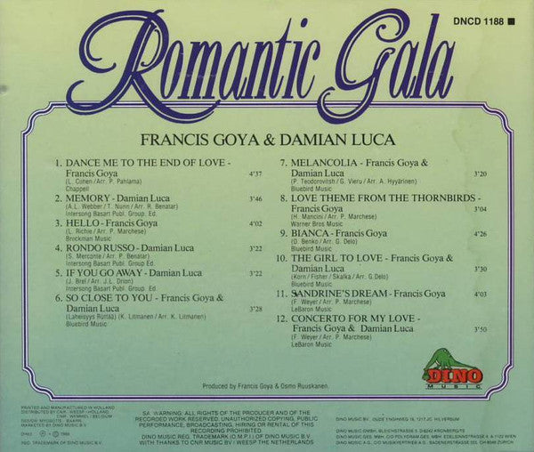 Francis Goya & Damian Luca : Romantic Gala (CD, Album)