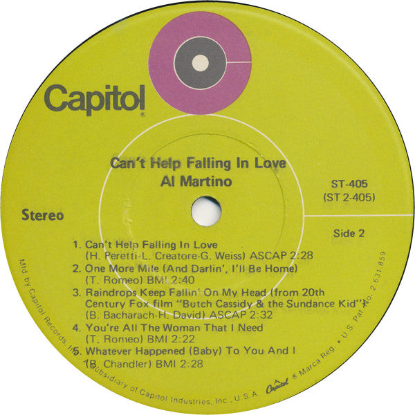 Al Martino : Can't Help Falling In Love (LP, Album, Jac)