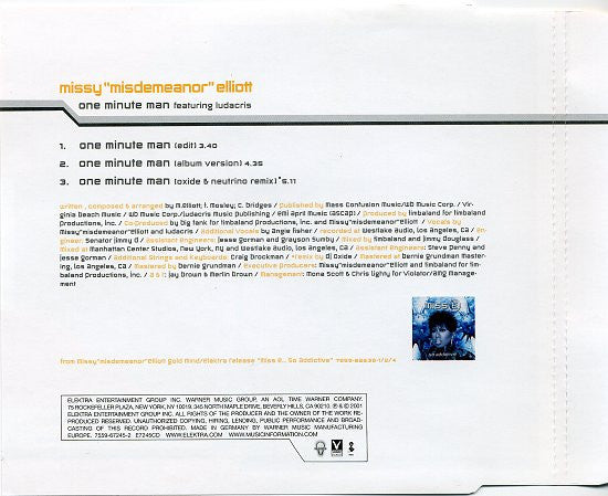 Missy Elliott Featuring Ludacris : One Minute Man (CD, Single)