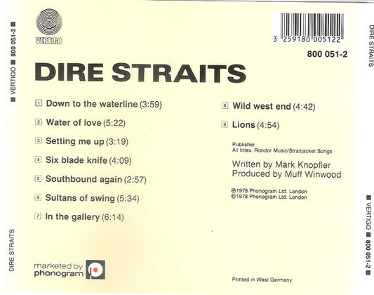 Dire Straits : Dire Straits (CD, Album, RE, Red)