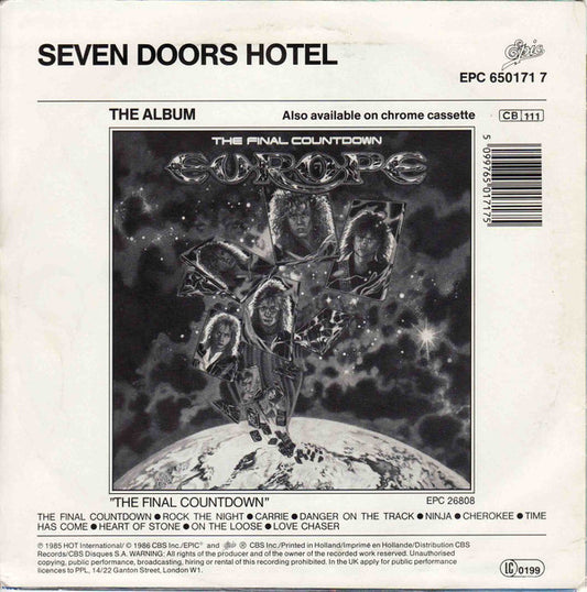 Europe (2) : Rock The Night (7", Single)