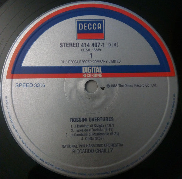 Gioacchino Rossini, National Philharmonic Orchestra, Riccardo Chailly : Ouvertures = Ouvertures = Ouvertüren Vol. 2 = Folge 2 (LP)