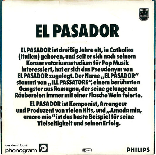 El Pasador : Amada Mia, Amore Mio (7", Single)