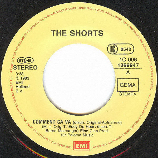 The Shorts : Comment Ça Va (7", Single)