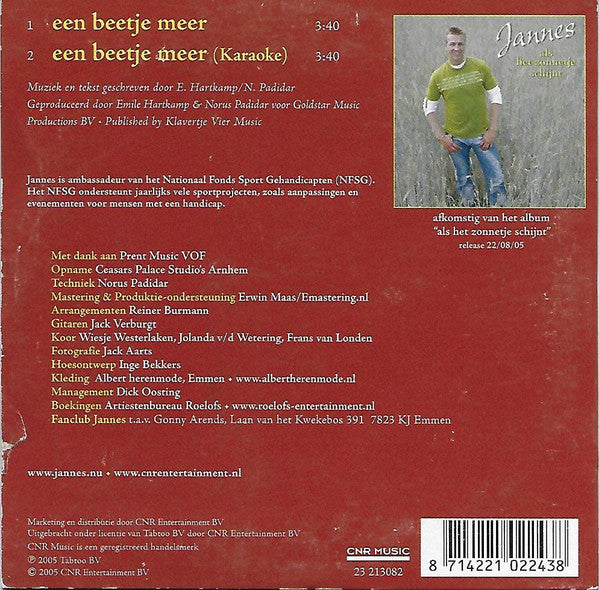 Jannes : Een Beetje Meer (CD, Single)