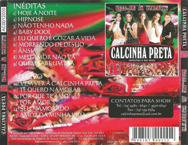 Calcinha Preta : Hoje À Noite: Inéditas E Ao Vivo (Vol. 11) (CD, Album, RP)