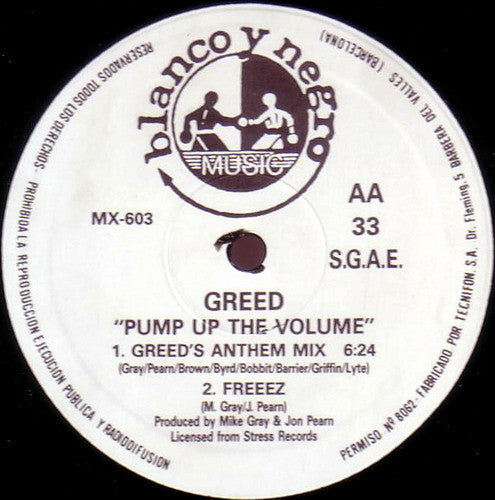 Greed : Pump Up The Volume (12")