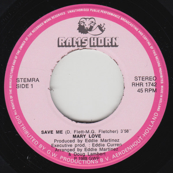Mary Love : Save Me (7", RE)