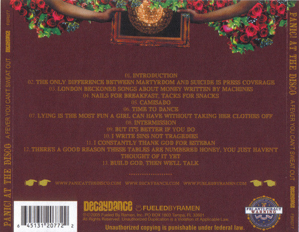 Panic! At The Disco : A Fever You Can't Sweat Out (CD, Album)