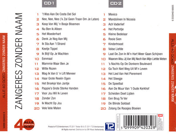 Zangeres Zonder Naam : Alle 40 Goed - Zangeres Zonder Naam (2xCD, Comp)