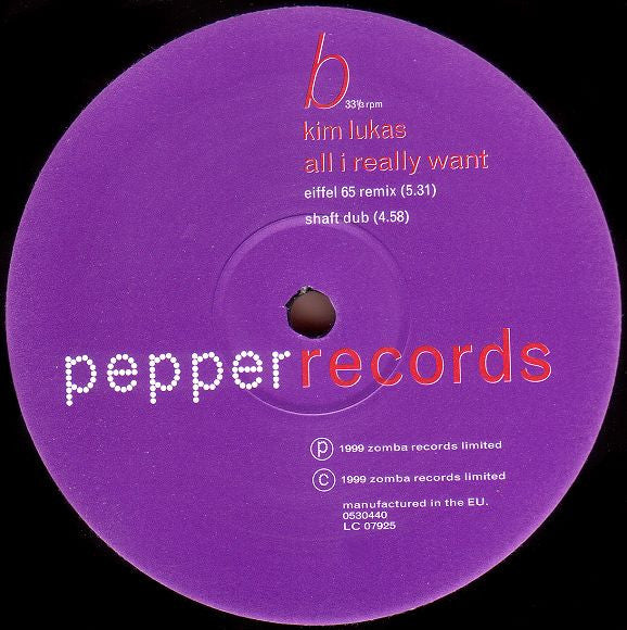 Kim Lukas : All I Really Want (12")