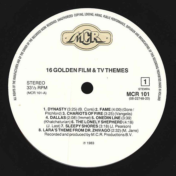The Studio London Orchestra : 16 Golden Film & TV Themes (LP, Album)