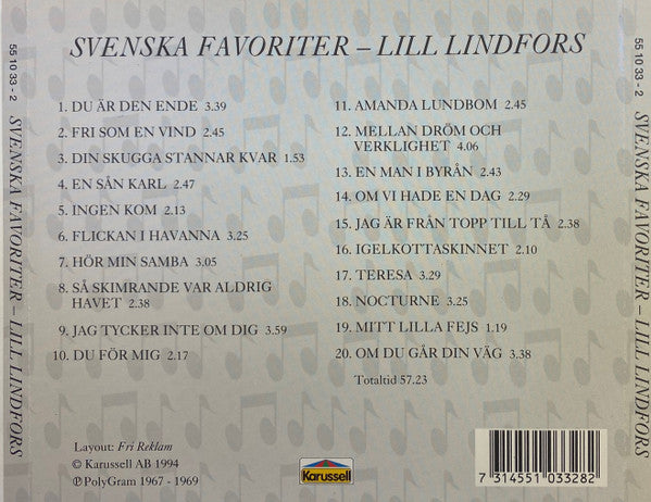 Lill Lindfors : Svenska Favoriter (CD, Comp)