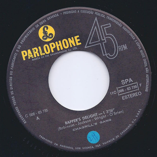 Chagrill's Gang : Rapper's Delight (7", Single)