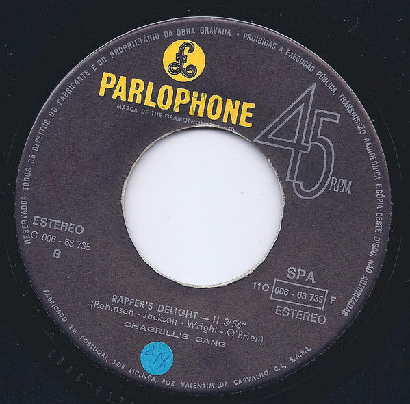 Chagrill's Gang : Rapper's Delight (7", Single)