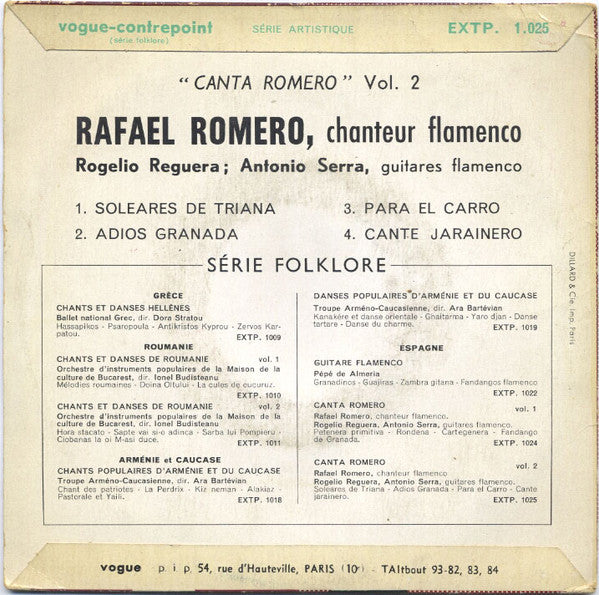 Rafael Romero : Canta Romero. Vol. 2 (7", EP)