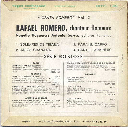 Rafael Romero : Canta Romero. Vol. 2 (7", EP)