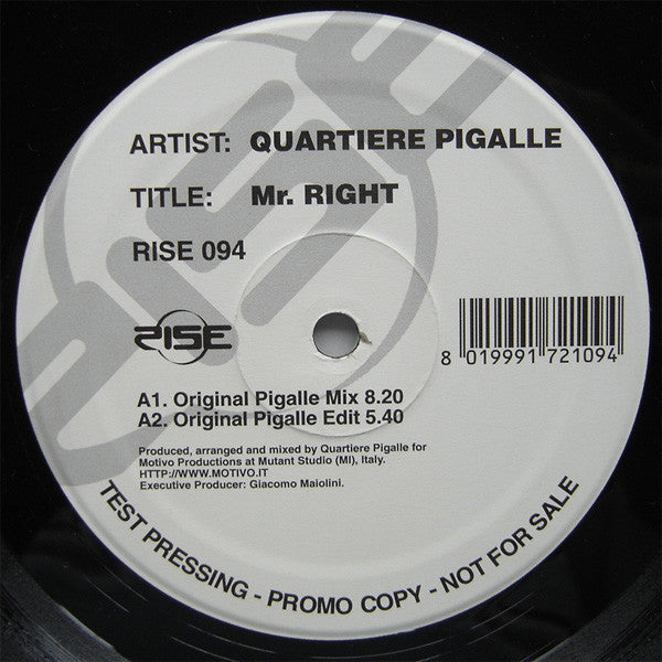 Quartiere Pigalle : Mr. Right (12", Promo, TP)