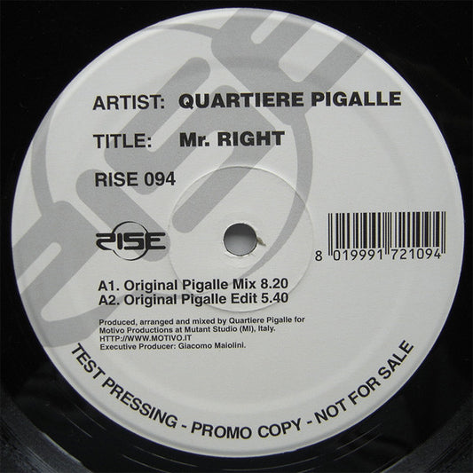 Quartiere Pigalle : Mr. Right (12", Promo, TP)