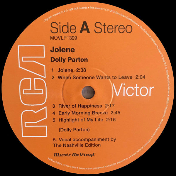 Dolly Parton : Jolene (LP, Album, RE, 180)
