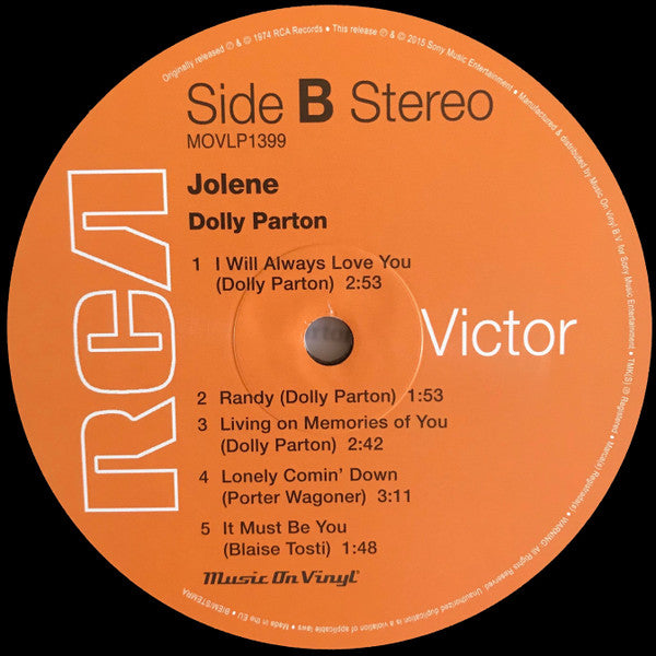 Dolly Parton : Jolene (LP, Album, RE, 180)