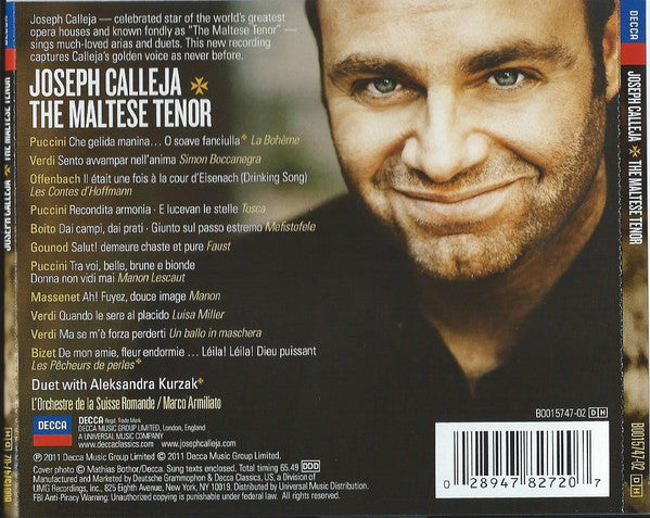 Joseph Calleja : The Maltese Tenor (CD, Album)