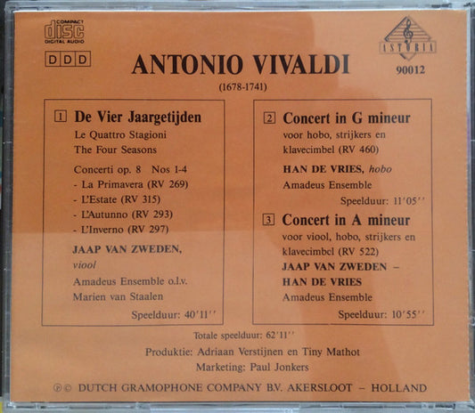 Antonio Vivaldi, Jaap van Zweden, Amadeus Ensemble Rotterdam : De Vier Jaargetijden (CD, Album)