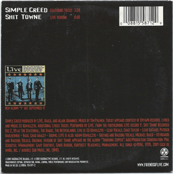 Live Featuring Tricky : Simple Creed (CD, Single)