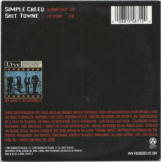 Live Featuring Tricky : Simple Creed (CD, Single)